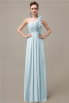 Simple A-line One-Shoulder Floor-Length Chiffon Bridesmaid Dresses