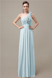 Simple A-line One-Shoulder Floor-Length Chiffon Bridesmaid Dresses