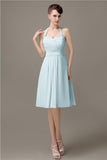 Halter A-line Chiffon Simple Backless Bridesmaid Dresses