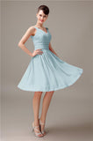 A-line Chiffon V-Neck Knee-Length Short Bridesmaid Dresses