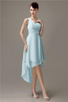 A-line Chiffon V-Neck High-Low Short Beach Bridesmaid Dresses