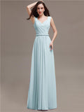 Honest A-line Chiffon Long Bridesmaid Dresses