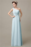 Simple A-line Chiffon One Shoulder Floor-Length Long Bridesmaid Dresses.