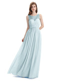 Elegant A-line Chiffon Sleeveless Long Bridesmaid Dresses