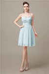 Simple Strapless Chiffon A-line Knee-Length Bridesmaid Dresses