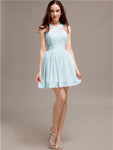 Chiffon A-line Halter Knee-Length Bridesmaid Dresses