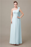 One Shoulder Chiffon A-line Floor-Length Bridesmaid Dresses