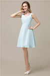 Chiffon A-line V-Neck Knee-Length Short Bridesmaid Dresses