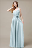 Pretty A-line Chiffon Hatler Floor-Length Bridesmaid Dresses