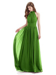 A-line Halter Elegant Chiffon Long Bridesmaid Dresses