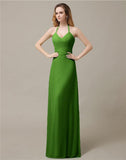 Halter Chiffon A-line Sleeveless Floor-Length Bridesmaid Dresses