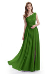 Elegant One Shoulder Side Slit Floor Lenght Bridesmaid Dresses