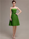 Pretty Strapless Flower Belt A-line Knee-Length Bridesmaid Dresses