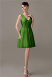 Charming A-line Chiffon V-neck Backless Bridesmaid Dresses