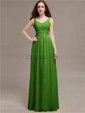 Chiffon Shoulder Strap A-line Floor-Length Bridesmaid Dresses