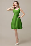 Chiffon A-line V-Neck Knee-Length Short Bridesmaid Dresses