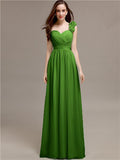 A-line One-Shoulder With Flowers Floor-Length Bridesmaid Dresses