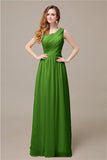 One-Shoulder A-line Chiffon Elegant Floor-Length Bridesmaid Dresses