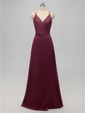 A-line V Neck Floor Length Bridesmaid Dresses