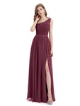 One-Shoulder A-line Top Lace Floor-Length Bridesmaid Dresses