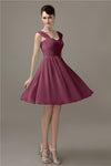 Simple A-line Knee-Length Chiffon Half-Back Bridesmaid Dresses