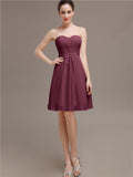 Sweetheart Pleats Chiffon Short Bridesmaid Dresses