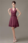 High-low Chiffon A-line Halter Short Bridesmaid Dresses