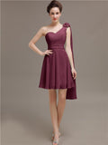 One Shoulder Chiffon Short Bridesmaid Dresses