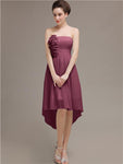 Straight High Low Chiffon Short Bridesmaid Dresses