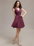 V-Neck Short A-Line Knee length Bridesmaid Dresses