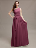 Beautiful A-line One-Shoulder Sleeveless Floor-Length Bridesmaid Dresses