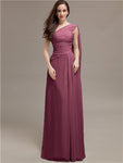 Chiffon A-line One-Shoulder Sleeveless Floor-Length Bridesmaid Dresses