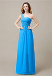 One-Shoulder A-line Sleeveless Floor-Length Bridesmaid Dresses