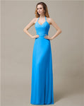 Halter Chiffon A-line Sleeveless Floor-Length Bridesmaid Dresses