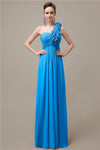 Simple A-line One-Shoulder Floor-Length Chiffon Bridesmaid Dresses