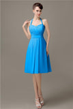 Halter A-line Chiffon Simple Backless Bridesmaid Dresses