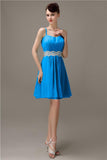 Spaghetti Straps Sweetheart A-line Chiffon Appliques Bridesmaid Dresses