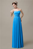 Sweetheart A-line Simple Chiffon Floor-Length Long Bridesmaid Dresses