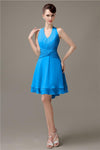 High-low Chiffon A-line Halter Short Bridesmaid Dresses