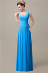 Spaghetti Strap A-line Simple Chiffon Floor-Length Long Bridesmaid Dresses