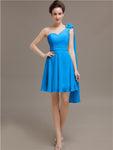 One Shoulder Chiffon Short Bridesmaid Dresses