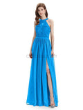 Beautiful Halter Chiffon A-line Sleeveless Floor-Length Bridesmaid Dresses