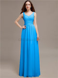 Chiffon Shoulder Strap A-line Floor-Length Bridesmaid Dresses