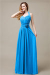 Pretty A-line Chiffon Hatler Floor-Length Bridesmaid Dresses