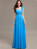 A-line One-Shoulder With Flowers Floor-Length Bridesmaid Dresses