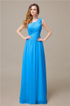 One-Shoulder A-line Chiffon Elegant Floor-Length Bridesmaid Dresses