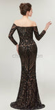 Off the Shoulder Black Sequin Mermaid Long Sleeves Gorgouse Prom Dresses,Prom Dress LMX1148