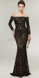 Off the Shoulder Black Sequin Mermaid Long Sleeves Gorgouse Prom Dresses,Prom Dress LMX1148