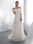 Off the Shoulder Half Sleeves Unique  Real Quality Dream Long Wedding Dresses, Bridal Dress LMX1161