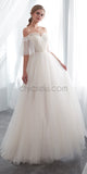 Off the Shoulder Half Sleeves Unique  Real Quality Dream Long Wedding Dresses, Bridal Dress LMX1161